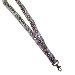 Pink Plaid John Deere Lanyard Keychain
